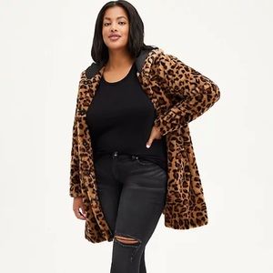 NWT Torrid Faux Fur Coat, Leopard Print